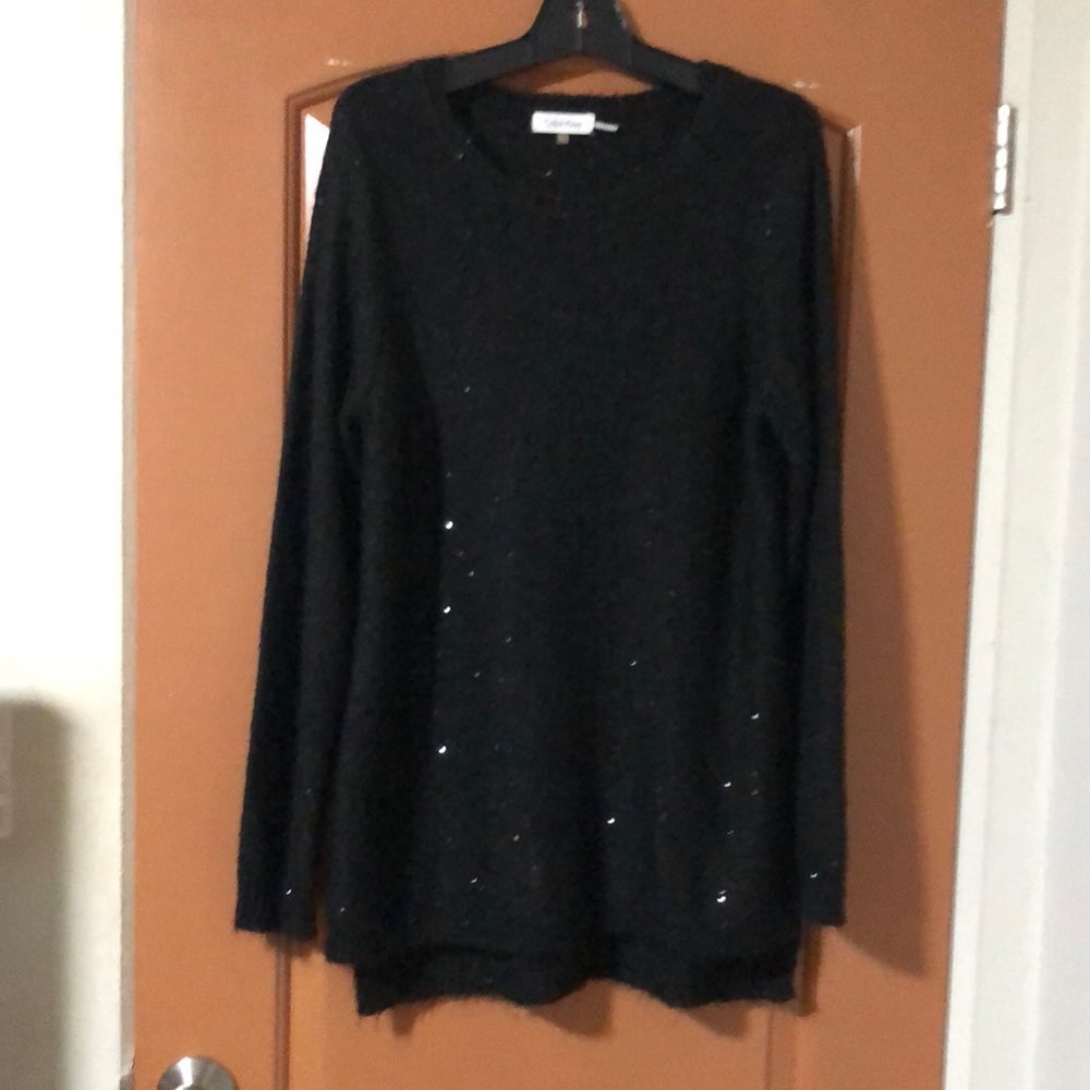 Calvin Klein black tunic sweater with sequins 22in pit to pit , Great condition